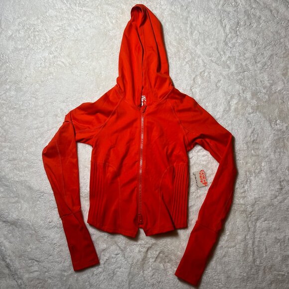FP Movement Free People Flame Red Zip-Up Hoodie Jacket – Women's XS NWT - Picture 2 of 9